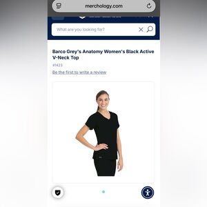 Grey's Anatomy by Barco Active V-Neck Scrub Top Women’s Small Black New